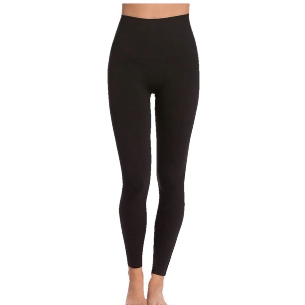 SPANX Seamless Leggings for Women’s Black Tummy Control Pull On Size Medium
